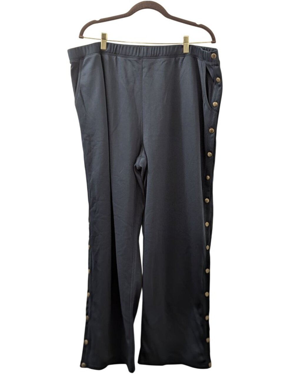 Renova Medical Blue Snap-Side Athletic Pants With Elastic Waistband Polyester